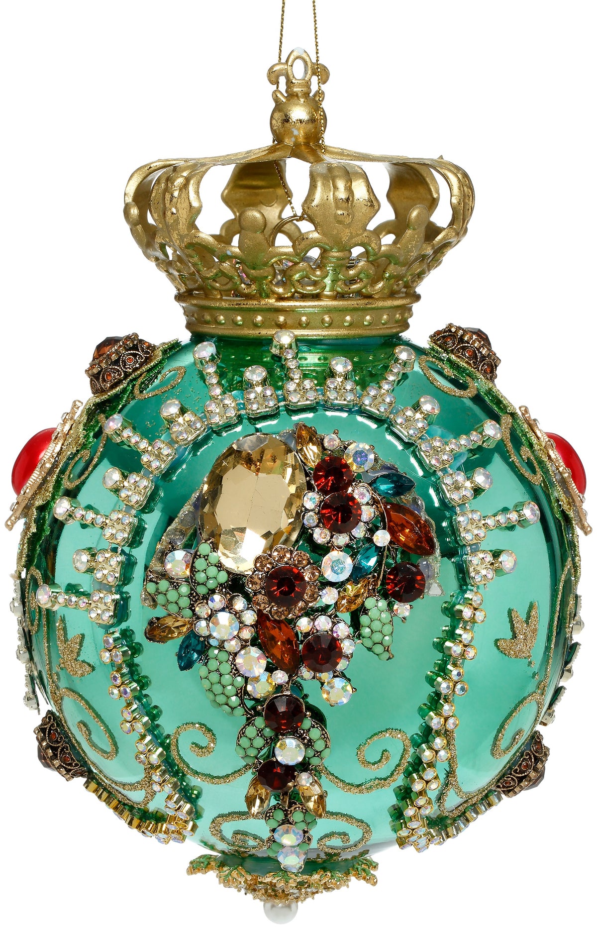 Green Crown Jeweled Ball with Stand