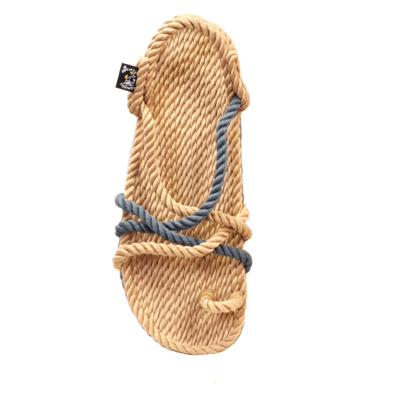 Toe Joe Rope Sandals in Beige Denim