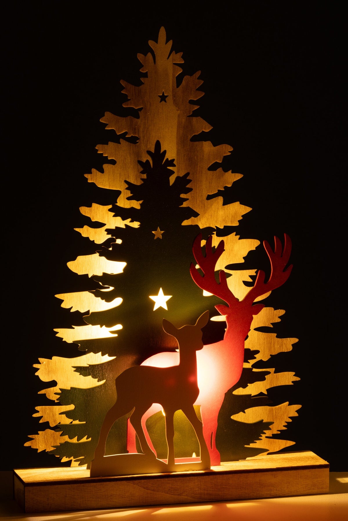 LED Wooden Deer Tree