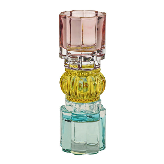 Candle Holder Blue Yellow Pink