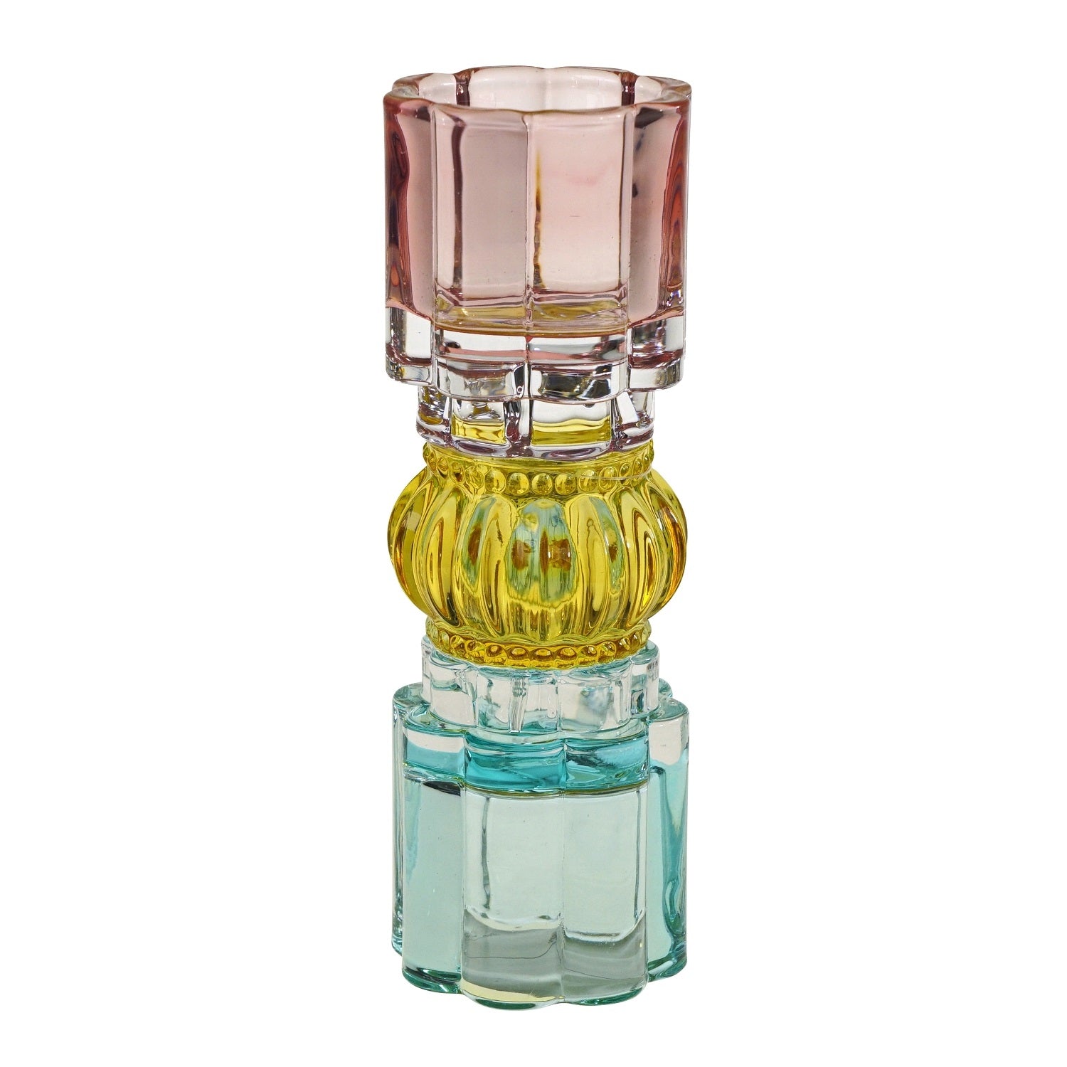 Candle Holder Blue Yellow Pink