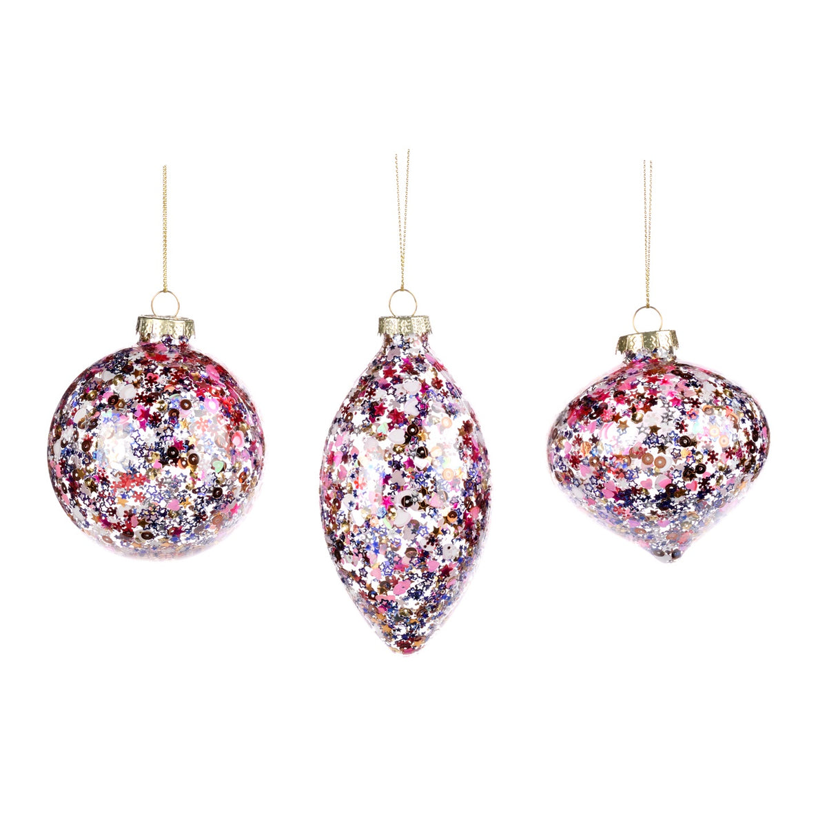 Glass Star and Snow Filled Ball Ornament