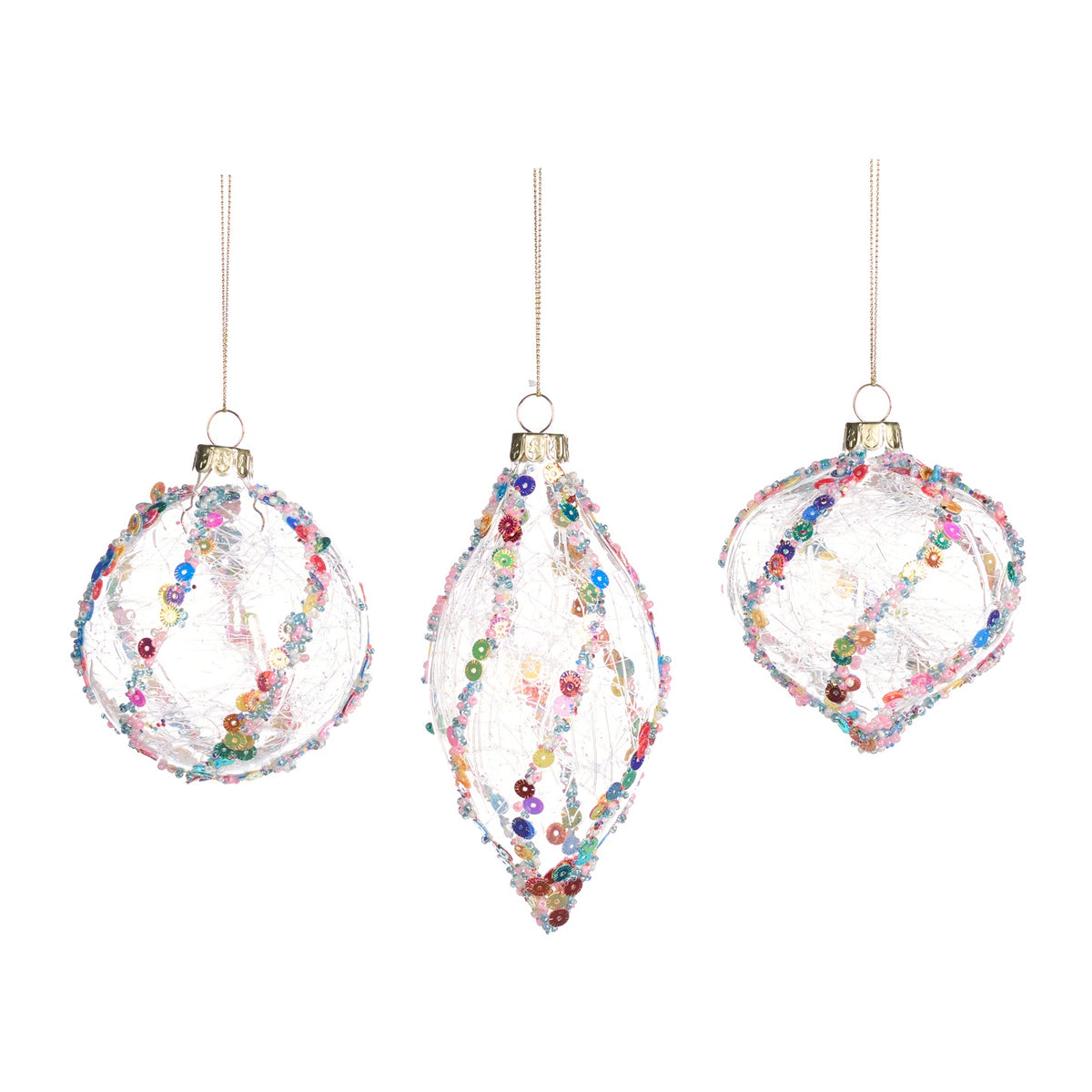 Glass Swirl Thread Ball Ornament
