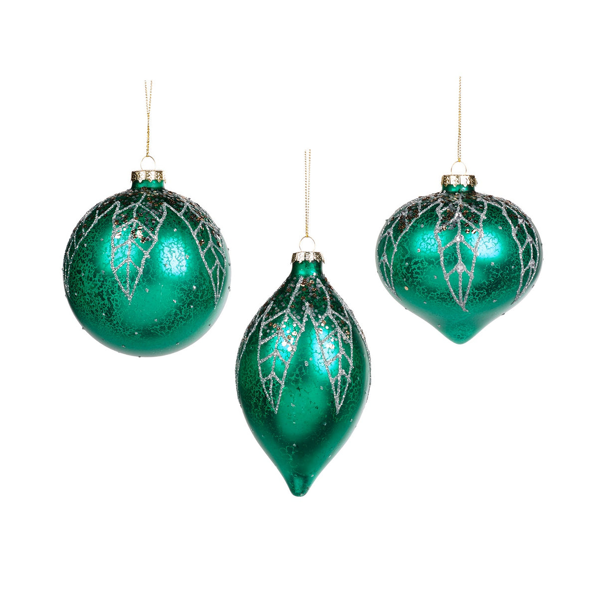 Glass Leaf Top Ball Ornaments