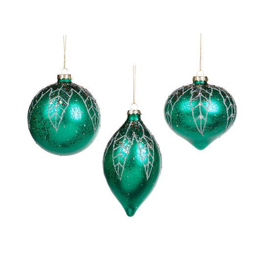 Glass Leaf Top Ball Ornaments