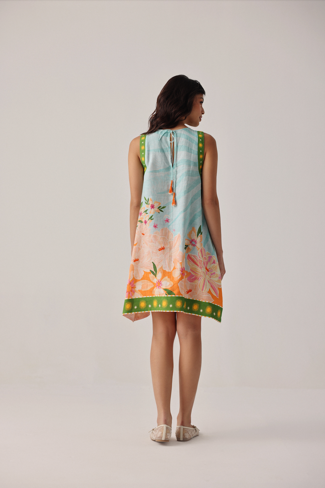 Harper Mini Dress in Azure Green Blue Print