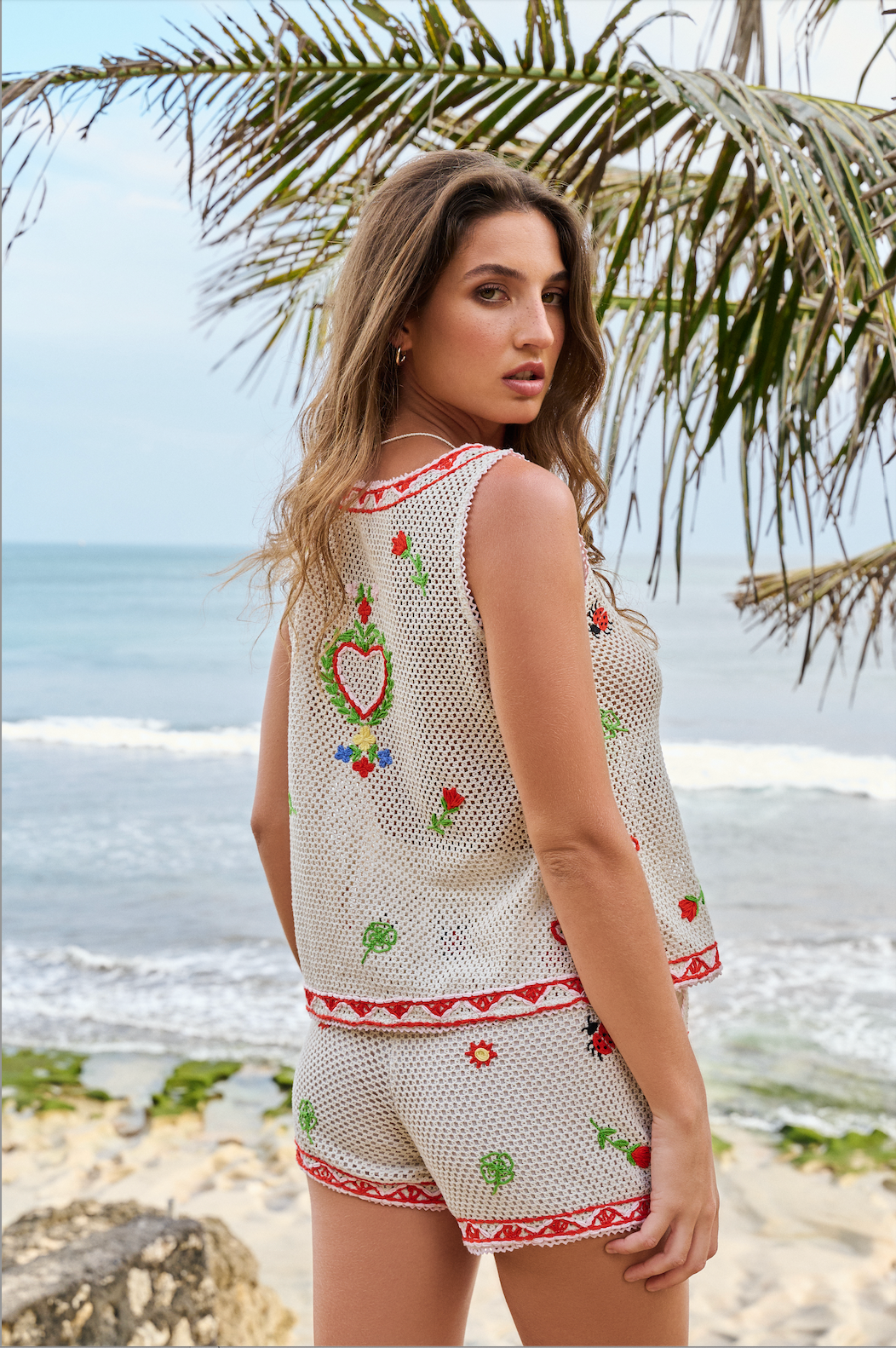 Ziva Shorts in Ecru with Ladybug Print