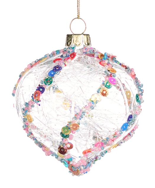 Glass Swirl Thread Ball Ornament