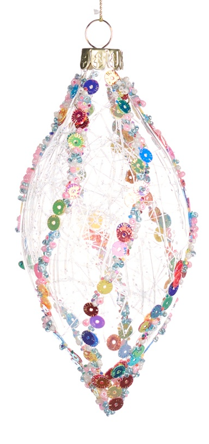 Glass Swirl Thread Ball Ornament