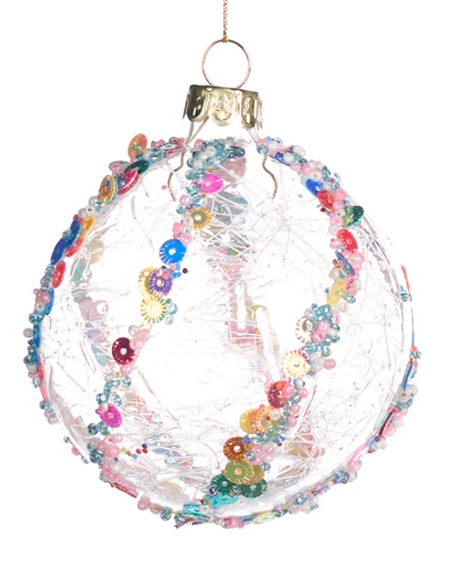 Glass Swirl Thread Ball Ornament