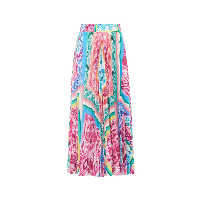 Multicolored Pleated Maxi Skirt