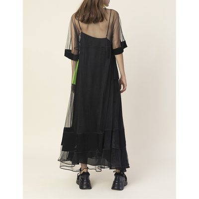 Black Neon Asymmetric Tulle Dress
