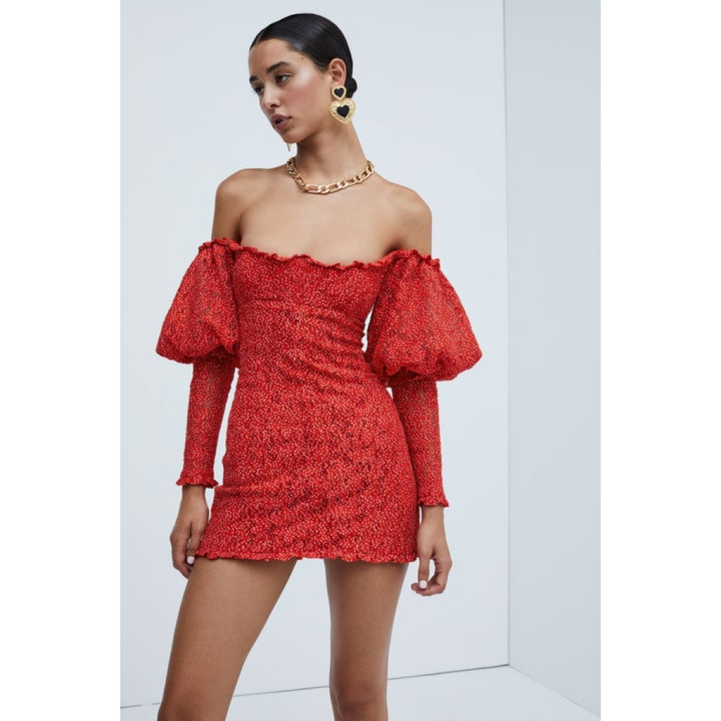 clarisse off the shoulder mini dress For Love & Lemons Clarisse Off Shoulder Mini Dress by For Love & Lemons at Free People in Red, Size: S