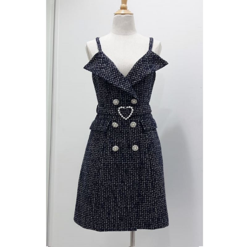 Double Breasted Tweed Dress