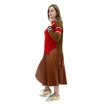 Rust Pleated Skirt