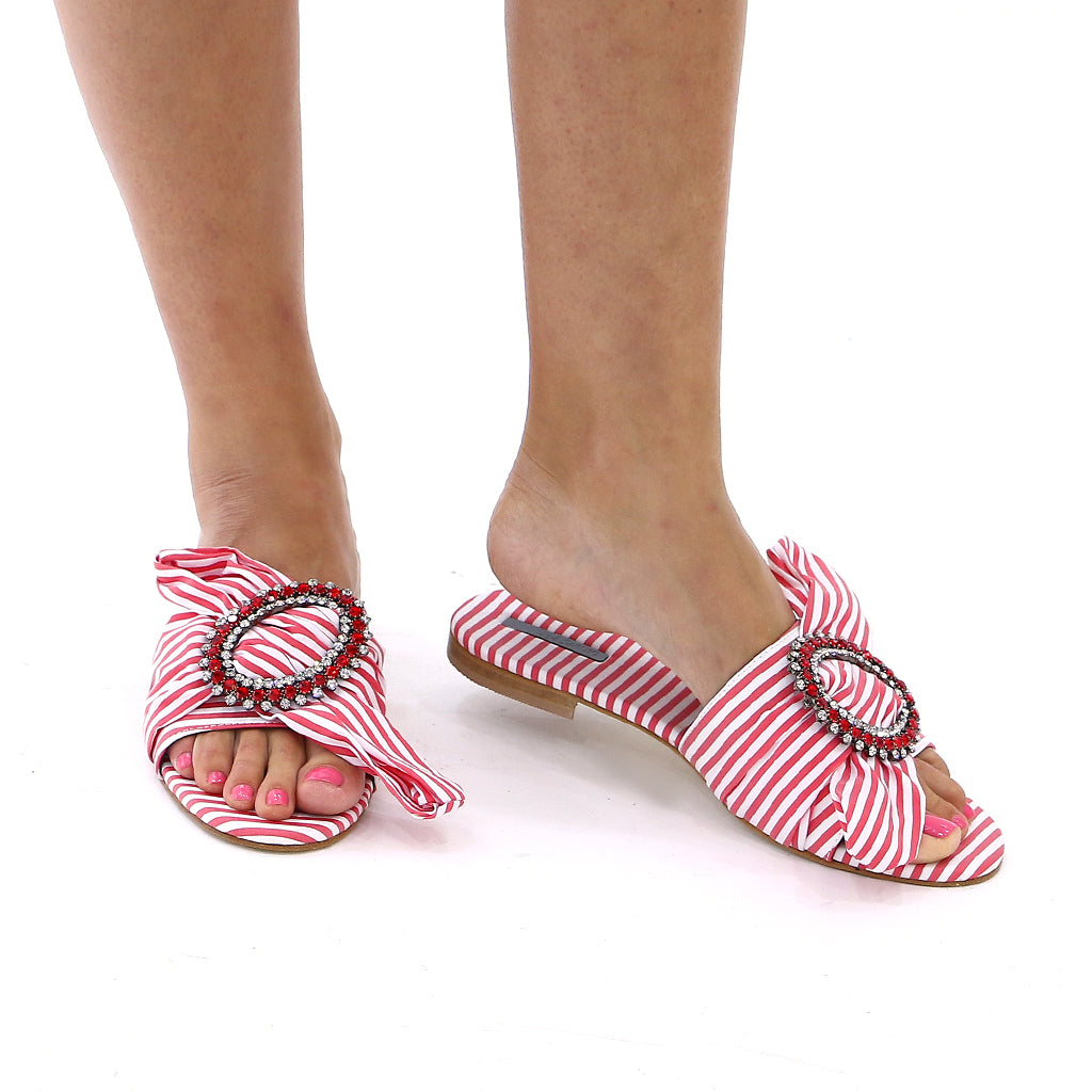 Striped Crystal Sandals