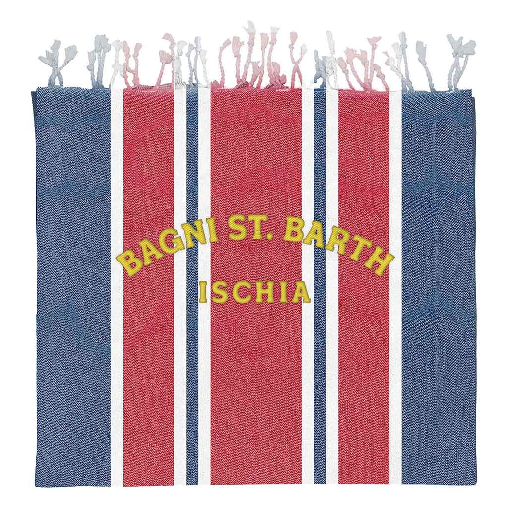 Ischia Embroidery Striped Print Beach Towel