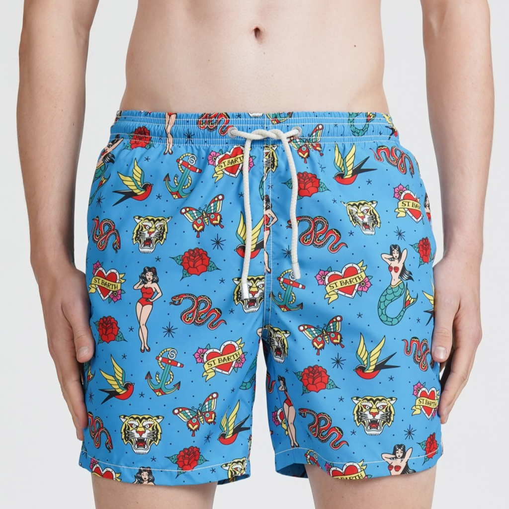 Lighting - Old School Print Swim Shorts