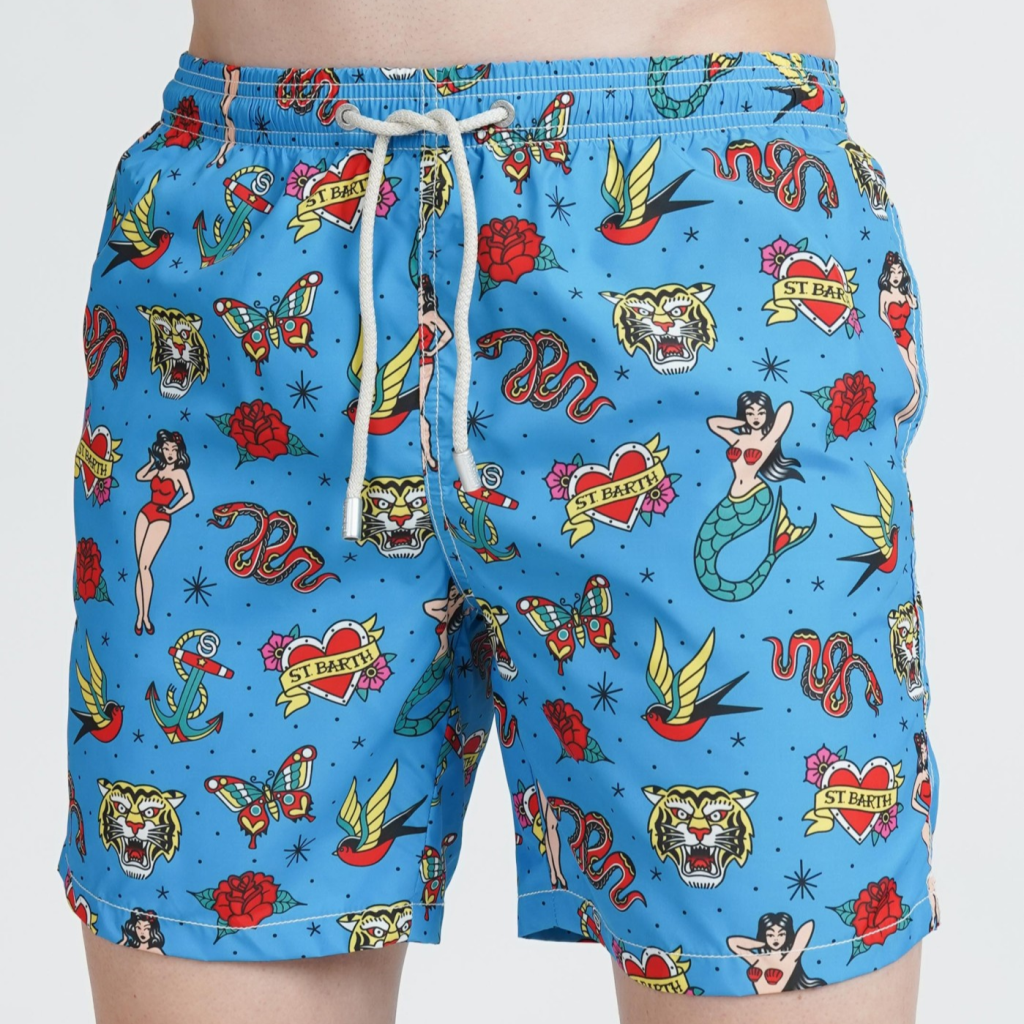 Lighting - Old School Print Swim Shorts