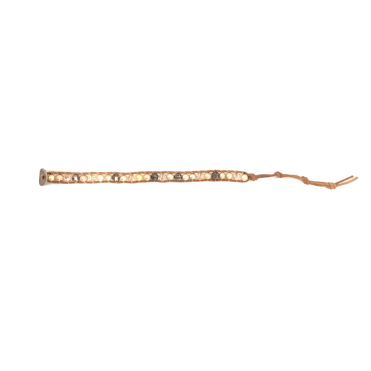 Pearl in Beige Leather Bracelet