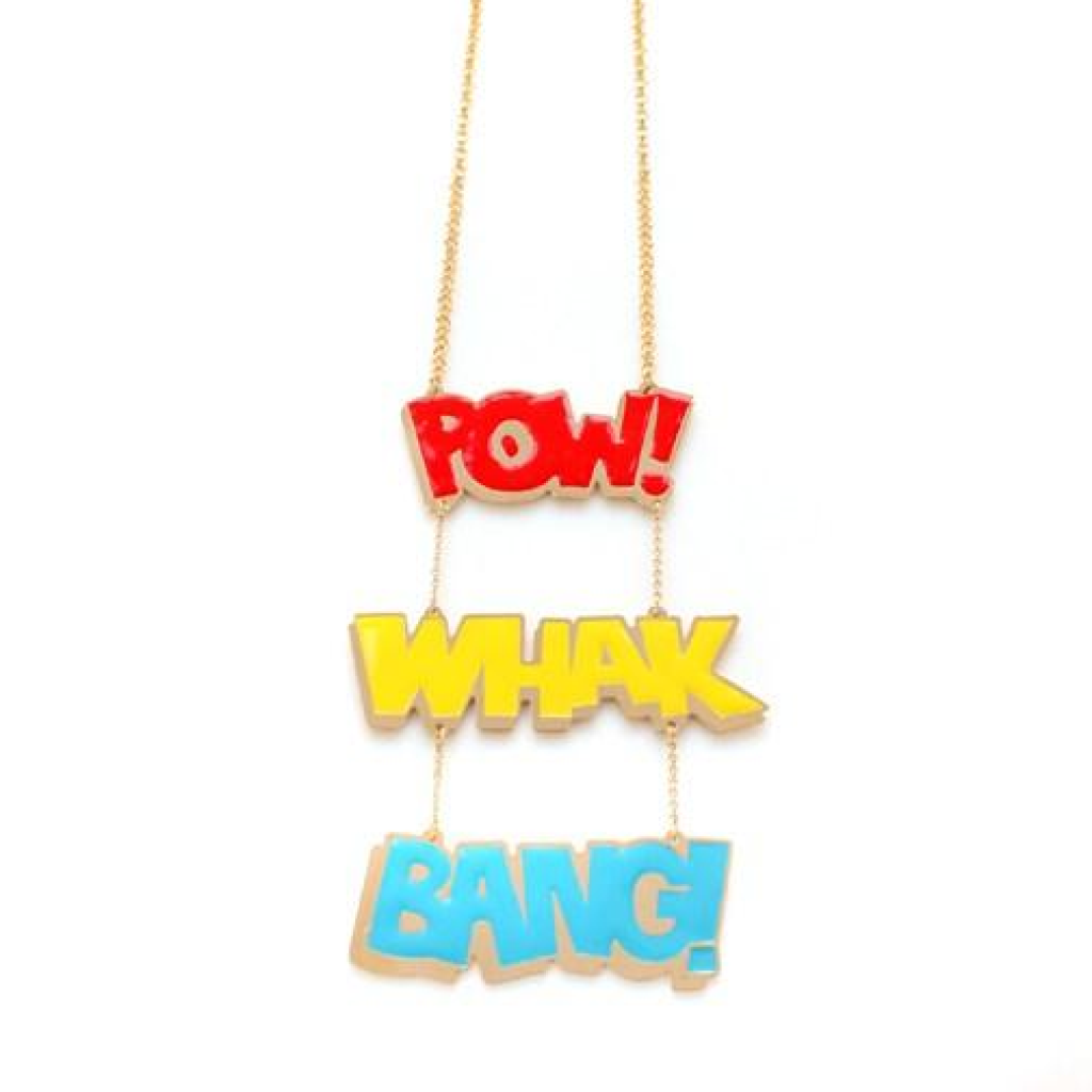 Pow Whak Bang Long Enamel DC Comics Necklace