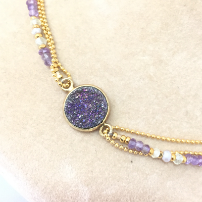 Purple Druzy Necklace