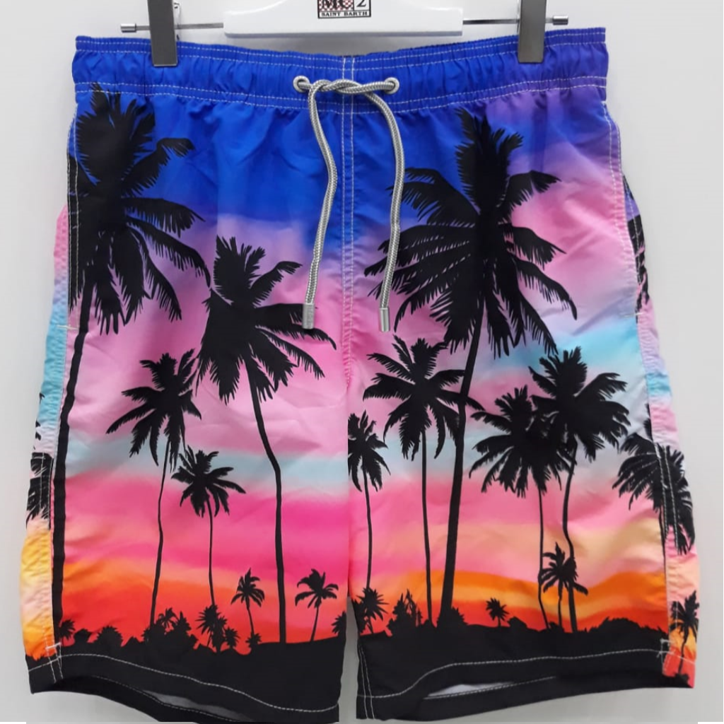 Gustavia Long Sunset Palm Swim Short
