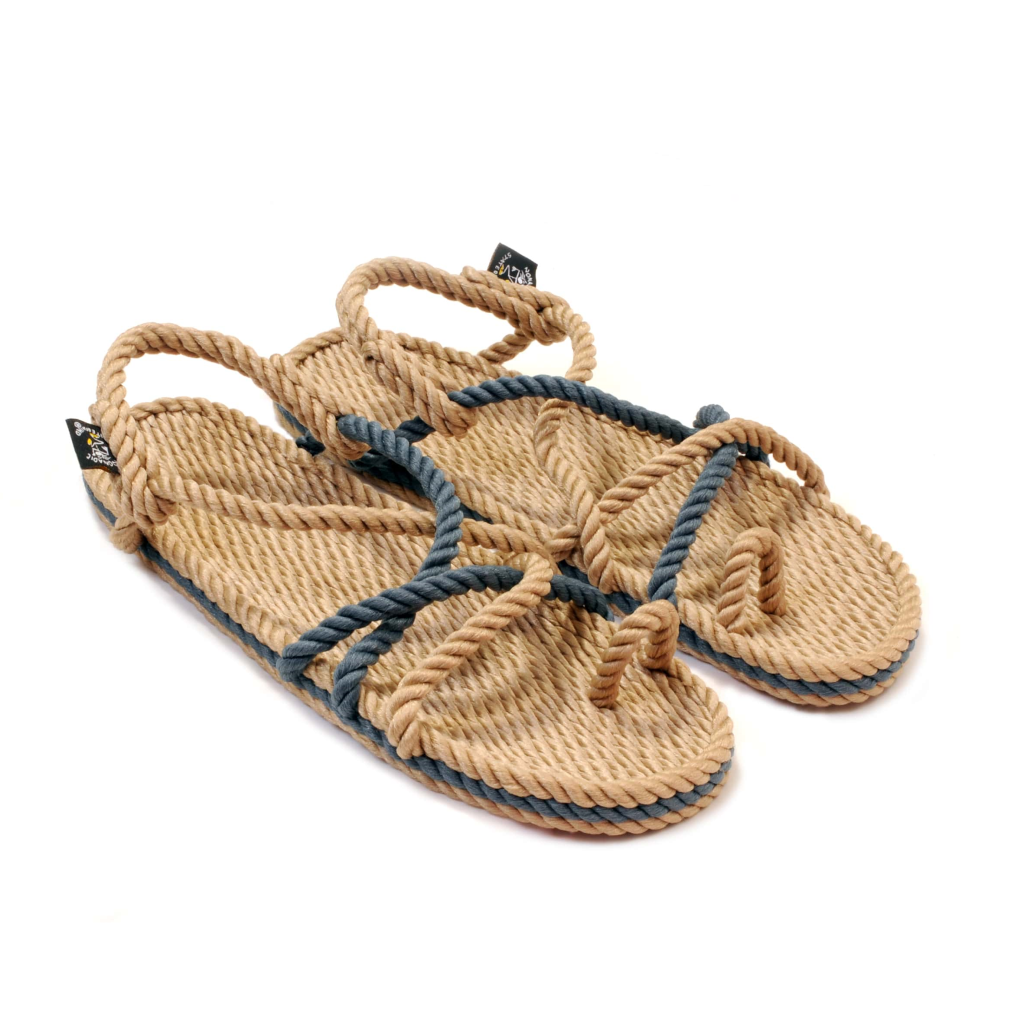 Toe Joe Rope Sandals in Beige Denim