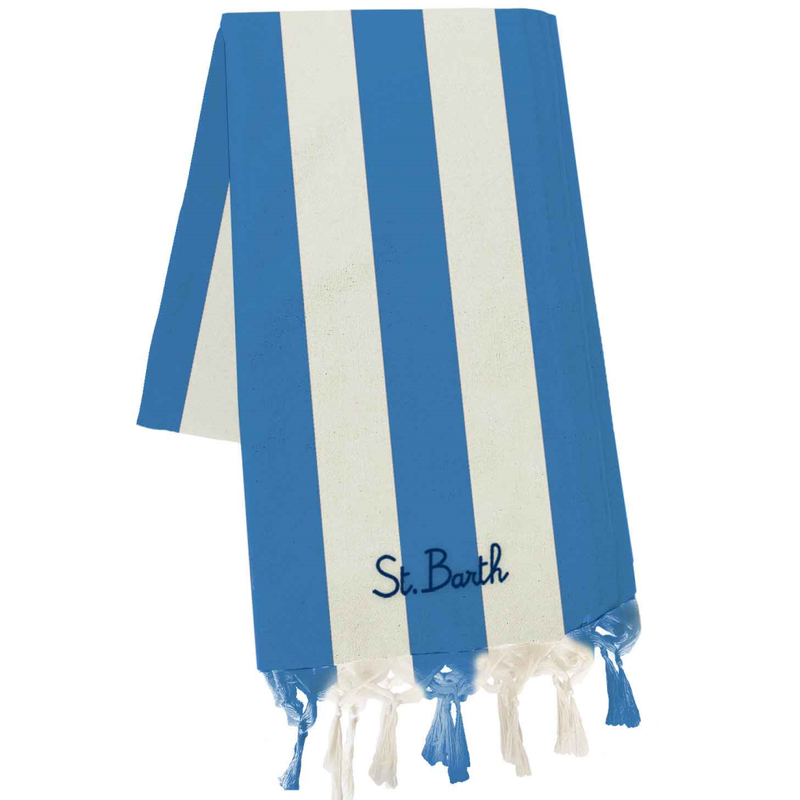 Vertical Blue and Cream Beach Towel