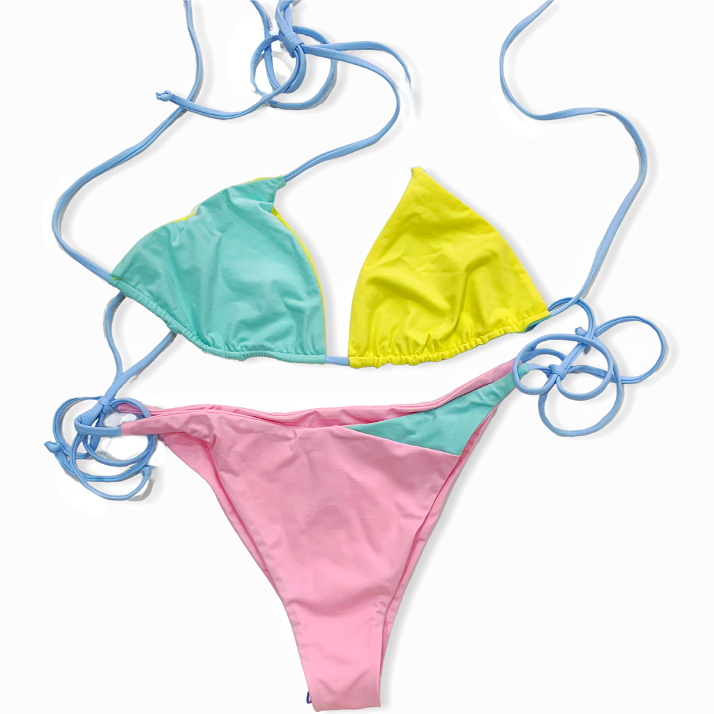 Double Face Pastel Triangle Bikini Set