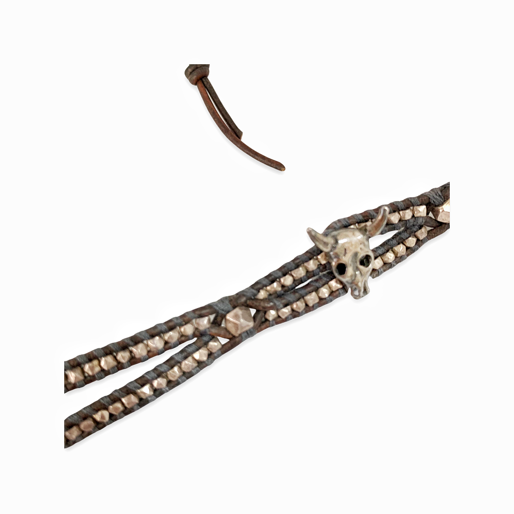Skull Motif Single Wrap Bracelet
